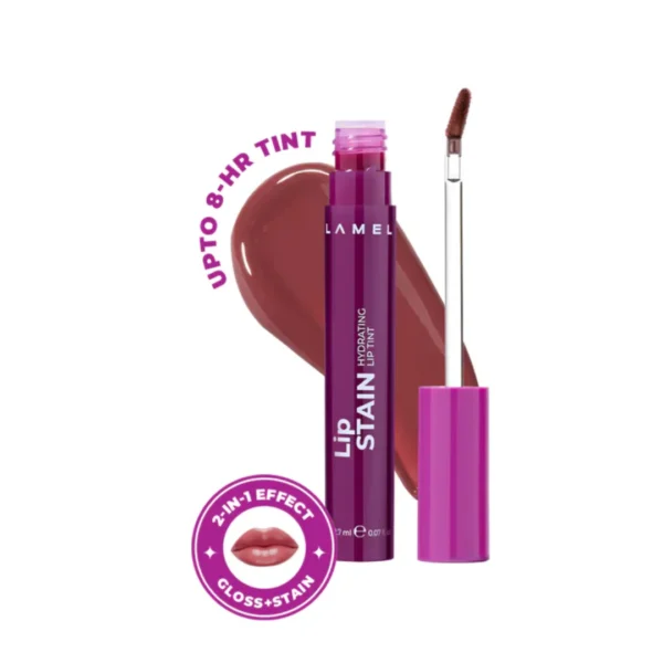 Lamel hydrating lip stain shade 01 Confidence 2 in 1 gloss and tint for long lasting makeup in Karachi