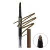 L.A Girl Brow Bestie Auto Brow Pencil with a visible triangular tip, spoolie brush, and a brown pigment swatch on a white background.