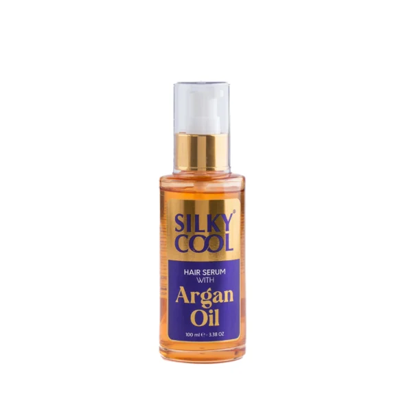 Silky Cool Argan Oil Hair Serum 100ml pump bottle for smooth frizz free hair in Karachi