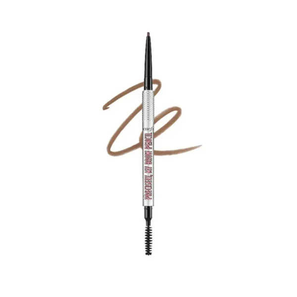 Benefit Precisely My Brow Eyebrow Pencil displaying the twist-up microfine tip and built-in blending spoolie brush.