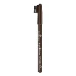 Essence Eyebrow Designer Pencil in shade 02 Brown featuring a built-in brush cap for brow grooming and makeup application.