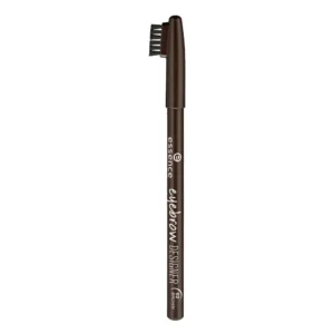 Essence Eyebrow Designer Pencil in shade 02 Brown featuring a built-in brush cap for brow grooming and makeup application.