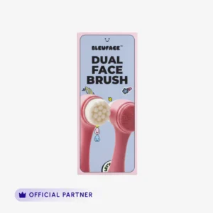 Bleuface dual sided facial cleansing brush with soft bristles and silicone exfoliator in packaging