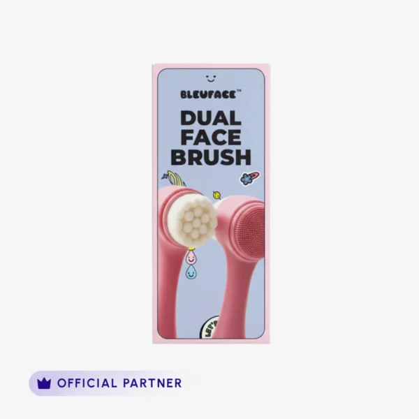Bleuface dual sided facial cleansing brush with soft bristles and silicone exfoliator in packaging
