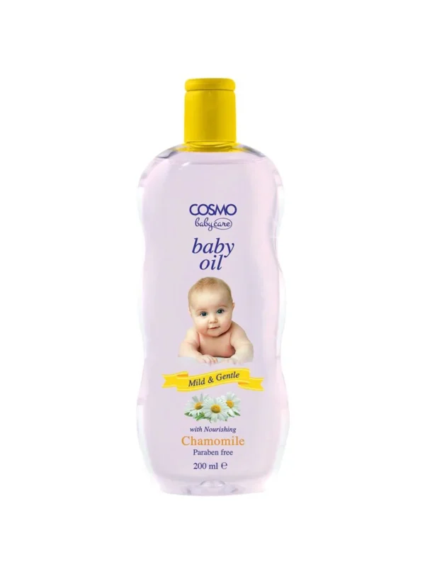Cosmo baby oil 200ml bottle with nourishing chamomile for gentle baby skincare in Karachi