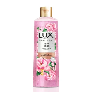 Lux Soft Rose body wash with french rose and almond oil 250ml bottle for daily body care in Karachi
